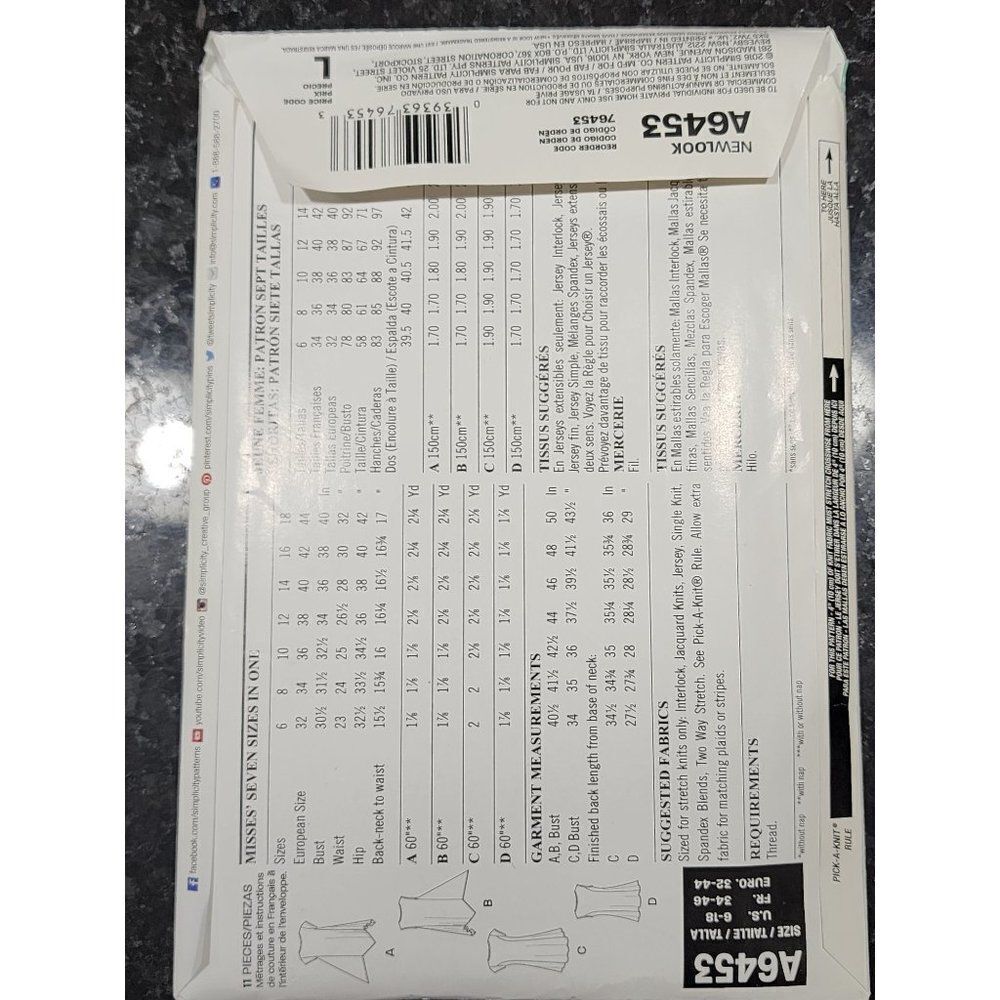 Newlook Uncut Sewing Pattern A6453 - Picture 5 of 6